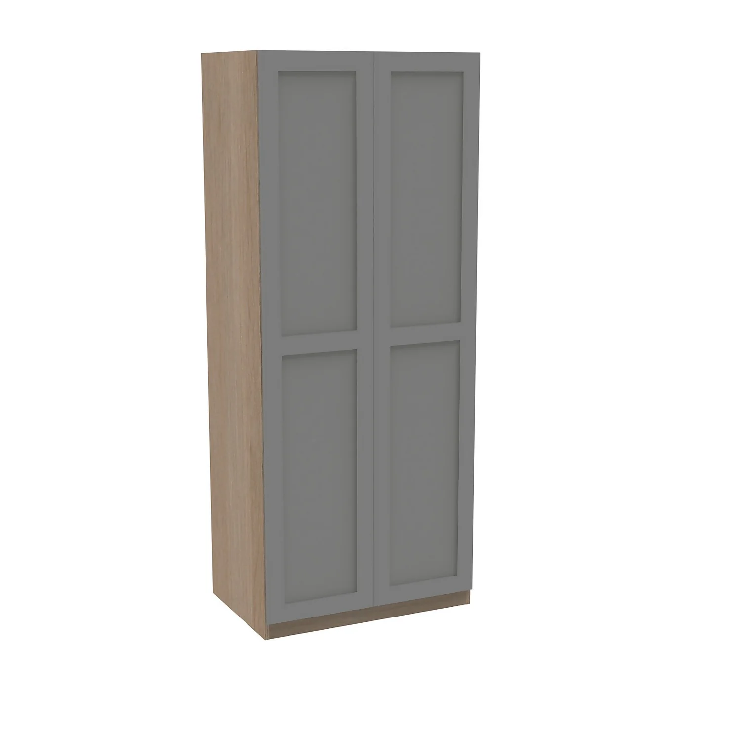 House Beautiful Realm Double Wardrobe, Oak Effect Carcass - Grey Shaker Doors (W) 900mm X (H) 2196mm 1 House Beautiful Realm Double Wardrobe, Oak Effect Carcass - Grey Shaker Doors (W) 900mm X (H) 2196mm