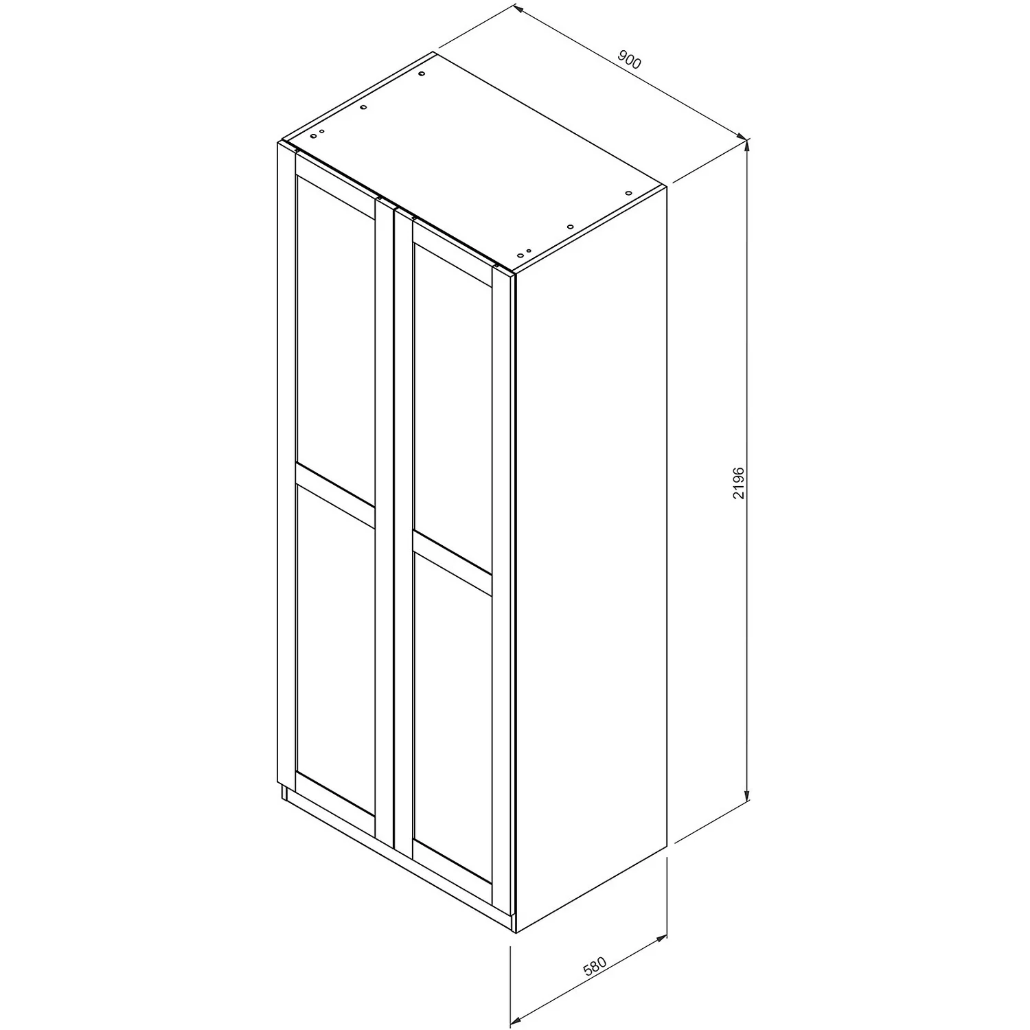 House Beautiful Realm Double Wardrobe, Oak Effect Carcass - Grey Shaker Doors (W) 900mm X (H) 2196mm 5 House Beautiful Realm Double Wardrobe, Oak Effect Carcass - Grey Shaker Doors (W) 900mm X (H) 2196mm - Image 5