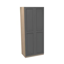 House Beautiful Realm Double Wardrobe, Oak Effect Carcass - Carbon Grey Shaker Doors (W) 900mm X (H) 2196mm