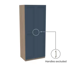 House Beautiful Realm Double Wardrobe, Oak Effect Carcass - Navy Blue Shaker Doors (W) 900mm X (H) 2196mm -Furniture Sale Store 13999715 1595007373471050