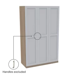 House Beautiful Realm Triple Wardrobe, Oak Effect Carcass - White Shaker Doors (W) 1350mm X (H) 2196mm -Furniture Sale Store 13999725 1905005574924865