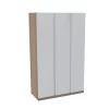 House Beautiful Escape Triple Wardrobe, Oak Effect Carcass - Gloss White Handleless Door (W) 1350mm X (H) 2196mm