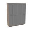 House Beautiful Realm Quad Wardrobe, Oak Effect Carcass - Grey Shaker Doors (W) 1800mm X (H) 2196mm