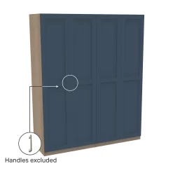 House Beautiful Realm Quad Wardrobe, Oak Effect Carcass - Navy Blue Shaker Doors (W) 1800mm X (H) 2196mm -Furniture Sale Store 13999740 4895007373548960