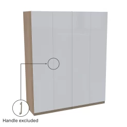 House Beautiful Honest Quad Wardrobe, Oak Effect Carcass - Gloss White Slab Doors (W) 1800mm X (H) 2196mm -Furniture Sale Store 13999747 1095005575344610