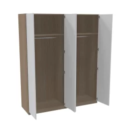 House Beautiful Honest Quad Wardrobe, Oak Effect Carcass - Gloss White Slab Doors (W) 1800mm X (H) 2196mm -Furniture Sale Store 13999747 3485005575276204