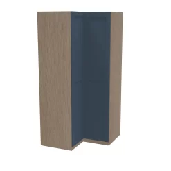 House Beautiful Realm Corner Wardrobe, Oak Effect Carcass - Navy Blue Shaker Doors (W) 1053mm X (H) 2196mm