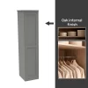 House Beautiful Realm Fitted Look Single Wardrobe, Oak Effect Carcass - Grey Shaker Door (W) 551mm X (H) 2256mm