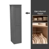 House Beautiful Realm Fitted Look Single Wardrobe, Oak Effect Carcass - Carbon Grey Shaker Door (W) 551mm X (H) 2256mm