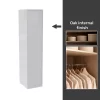 House Beautiful Honest Fitted Look Single Wardrobe, Oak Effect Carcass - Gloss White Slab Door (W) 490mm X (H) 2226mm