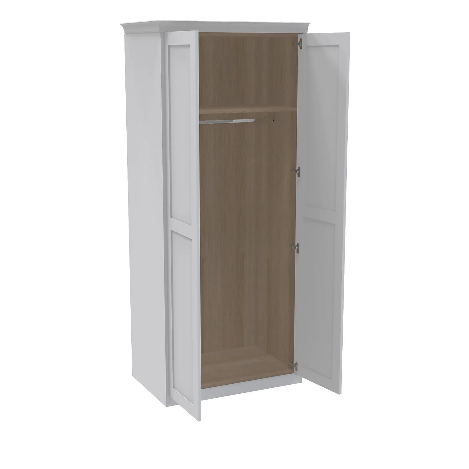 House Beautiful Realm Fitted Look Double Wardrobe, Oak Effect Carcass - White Shaker Doors (W) 1001mm X (H) 2256mm 2 House Beautiful Realm Fitted Look Double Wardrobe, Oak Effect Carcass - White Shaker Doors (W) 1001mm X (H) 2256mm - Image 2