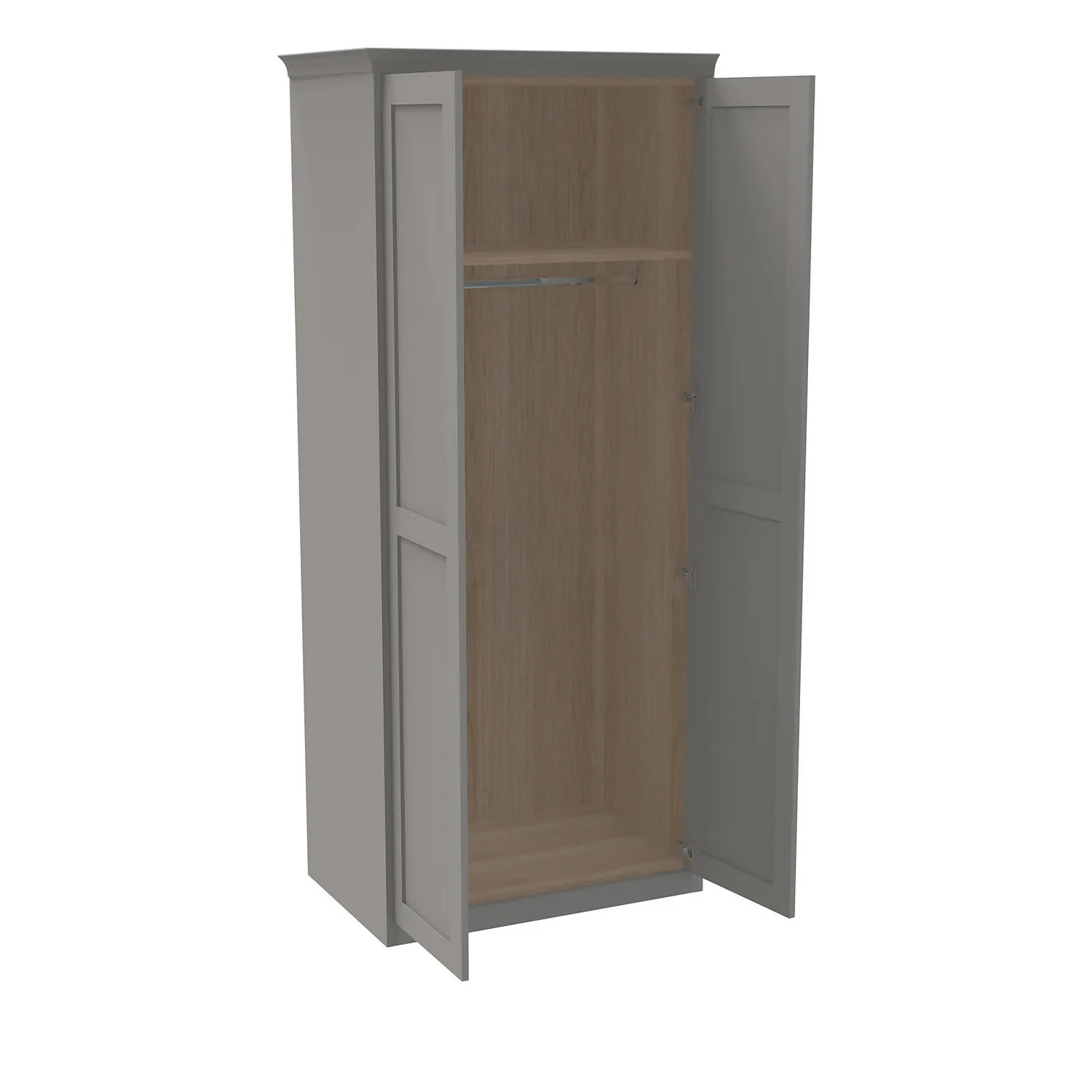 House Beautiful Realm Fitted Look Double Wardrobe, Oak Effect Carcass - Grey Shaker Doors (W) 1001mm X (H) 2256mm 2 House Beautiful Realm Fitted Look Double Wardrobe, Oak Effect Carcass - Grey Shaker Doors (W) 1001mm X (H) 2256mm - Image 2
