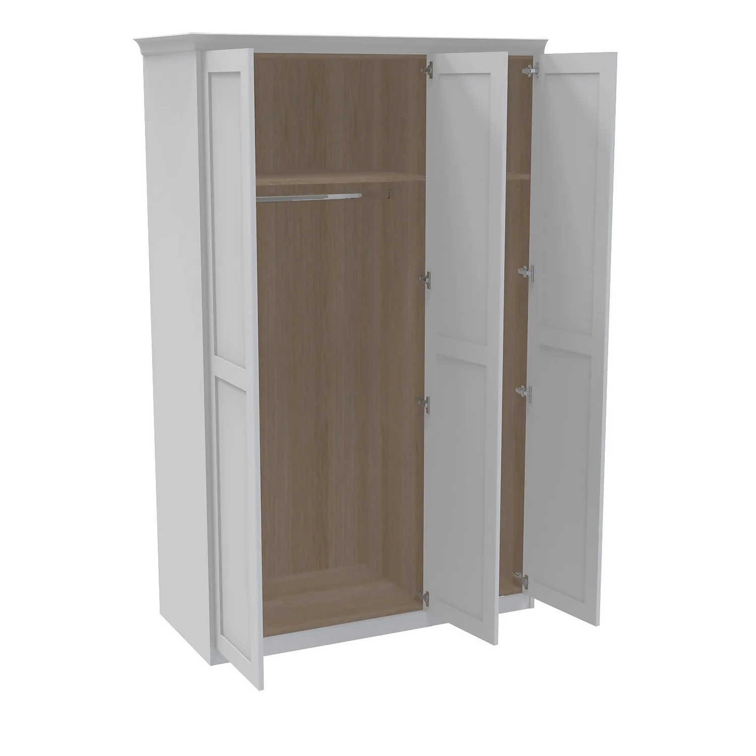 House Beautiful Realm Fitted Look Triple Wardrobe, Oak Effect Carcass - White Shaker Doors (W) 1451mm X (H) 2256mm 2 House Beautiful Realm Fitted Look Triple Wardrobe, Oak Effect Carcass - White Shaker Doors (W) 1451mm X (H) 2256mm - Image 2