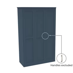 House Beautiful Realm Fitted Look Triple Wardrobe, Oak Effect Carcass -Navy Blue Shaker Doors (W) 1451mm X (H) 2256mm -Furniture Sale Store 13999785 1275007373467783