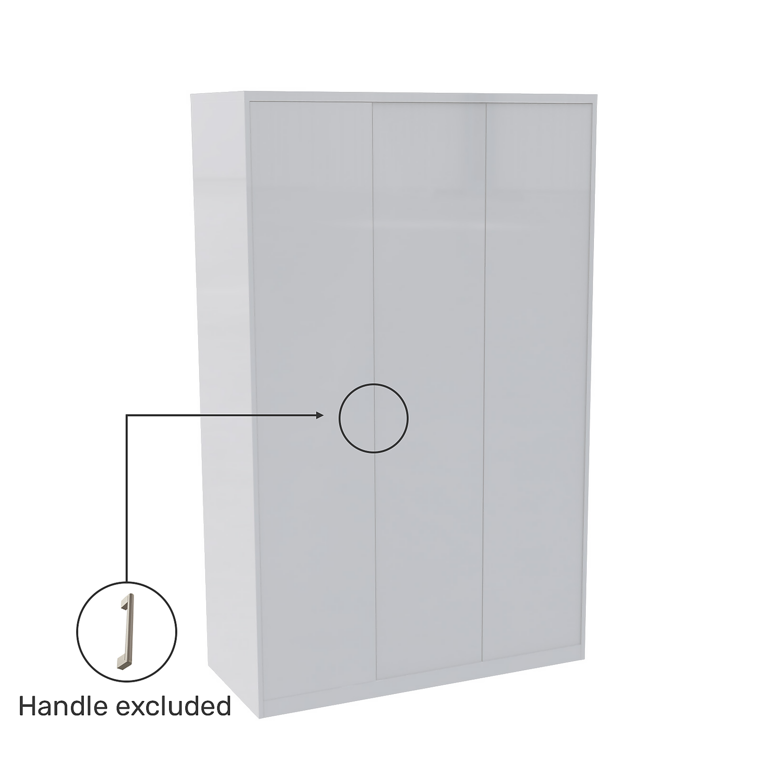 House Beautiful Honest Fitted Look Triple Wardrobe, Oak Effect Carcass - Gloss White Slab Doors (W) 1390mm X (H) 2226mm 3 House Beautiful Honest Fitted Look Triple Wardrobe, Oak Effect Carcass - Gloss White Slab Doors (W) 1390mm X (H) 2226mm - Image 3
