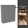 House Beautiful Realm Fitted Look Quad Wardrobe, Oak Effect Carcass - Grey Shaker Doors (W) 1901mm X (H) 2256mm