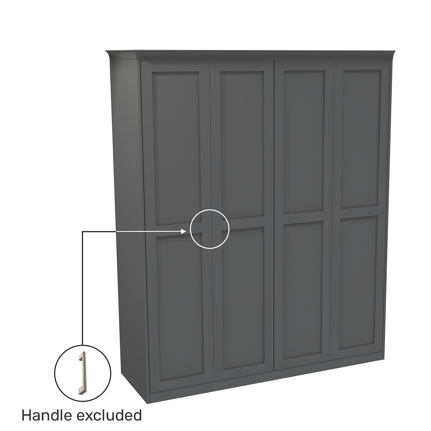 House Beautiful Realm Fitted Look Quad Wardrobe, Oak Effect Carcass - Carbon Grey Shaker Doors (W) 1901mm X (H) 2256mm 3 House Beautiful Realm Fitted Look Quad Wardrobe, Oak Effect Carcass - Carbon Grey Shaker Doors (W) 1901mm X (H) 2256mm - Image 3