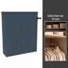 House Beautiful Realm Fitted Look Quad Wardrobe, Oak Effect Carcass - Navy Blue Shaker Doors (W) 1901mm X (H) 2256mm