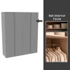 House Beautiful Escape Fitted Look Quad Wardrobe, Oak Effect Carcass - Gloss Grey Handleless Doors (W) 1840mm X (H) 2226mm