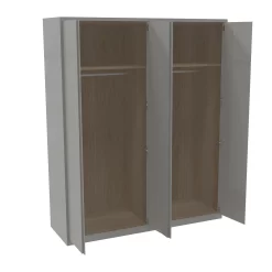 House Beautiful Escape Fitted Look Quad Wardrobe, Oak Effect Carcass - Gloss Grey Handleless Doors (W) 1840mm X (H) 2226mm -Furniture Sale Store 13999795 5445005575573093