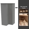 House Beautiful Realm Fitted Look Corner Wardrobe, Oak Effect Carcass - Grey Shaker Doors (W) 1103mm X (H) 2256mm