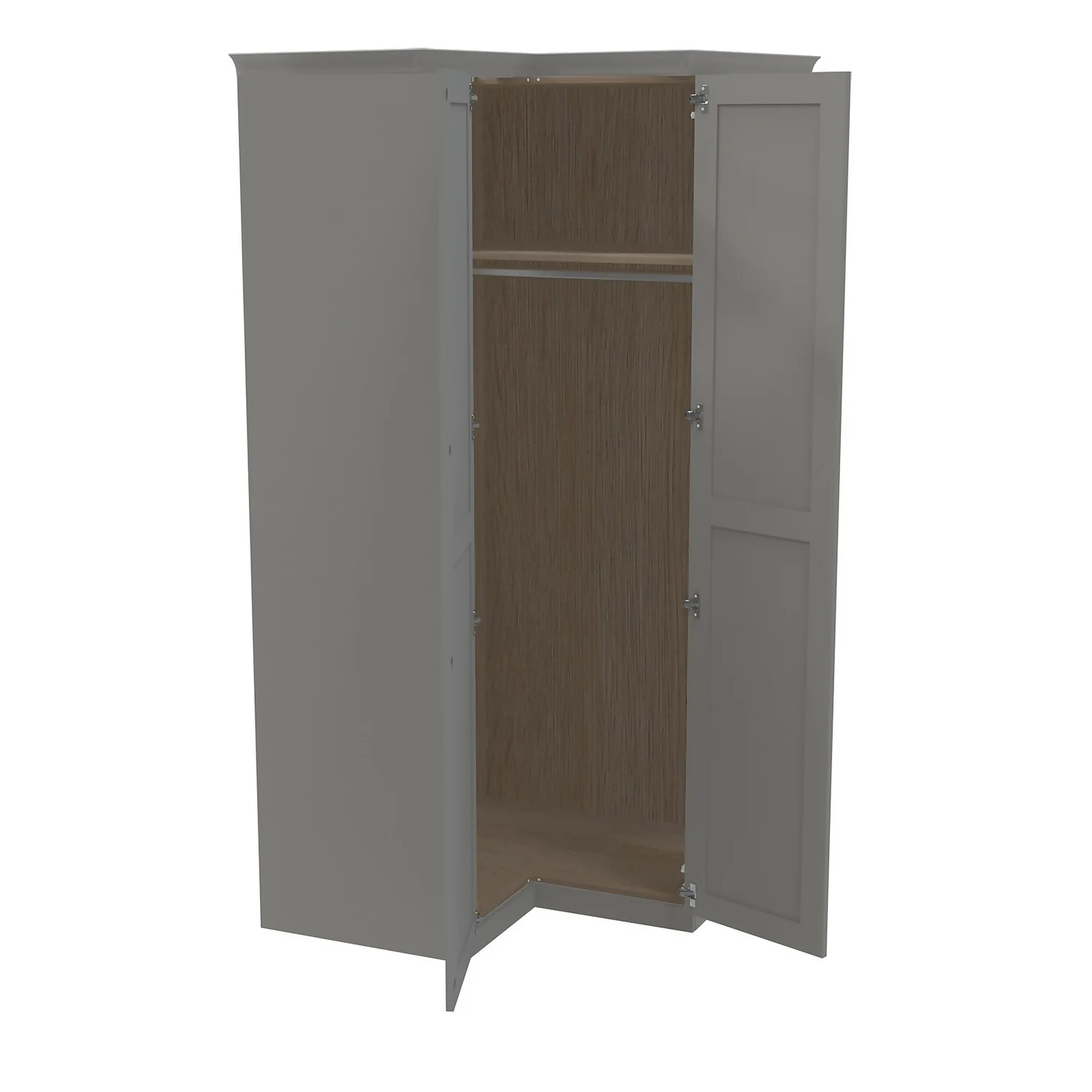 House Beautiful Realm Fitted Look Corner Wardrobe, Oak Effect Carcass - Grey Shaker Doors (W) 1103mm X (H) 2256mm 2 House Beautiful Realm Fitted Look Corner Wardrobe, Oak Effect Carcass - Grey Shaker Doors (W) 1103mm X (H) 2256mm - Image 2