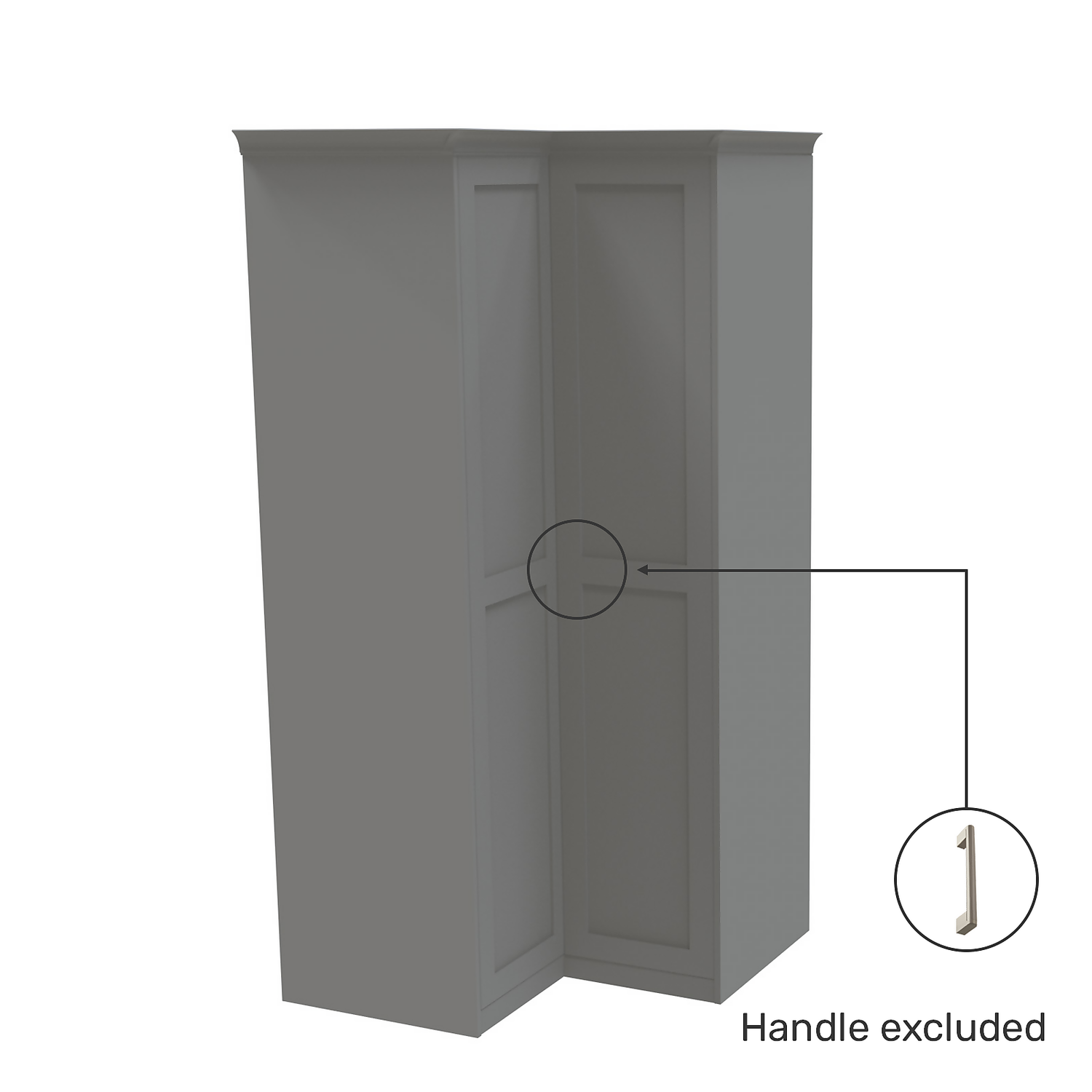 House Beautiful Realm Fitted Look Corner Wardrobe, Oak Effect Carcass - Grey Shaker Doors (W) 1103mm X (H) 2256mm 3 House Beautiful Realm Fitted Look Corner Wardrobe, Oak Effect Carcass - Grey Shaker Doors (W) 1103mm X (H) 2256mm - Image 3