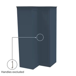 House Beautiful Realm Fitted Look Corner Wardrobe, Oak Effect Carcass - Navy Blue Shaker Doors (W) 1103mm X (H) 2256mm -Furniture Sale Store 13999801 1085012795533392