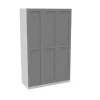 House Beautiful Realm Triple Wardrobe, White Carcass - Grey Shaker Doors (W) 1350mm X (H) 2196mm