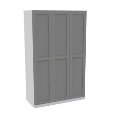 House Beautiful Realm Triple Wardrobe, White Carcass - Grey Shaker Doors (W) 1350mm X (H) 2196mm