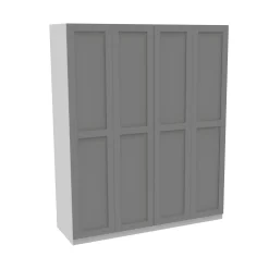 House Beautiful Realm Quad Wardrobe, White Carcass - Grey Shaker Doors (W) 1800mm X (H) 2196mm