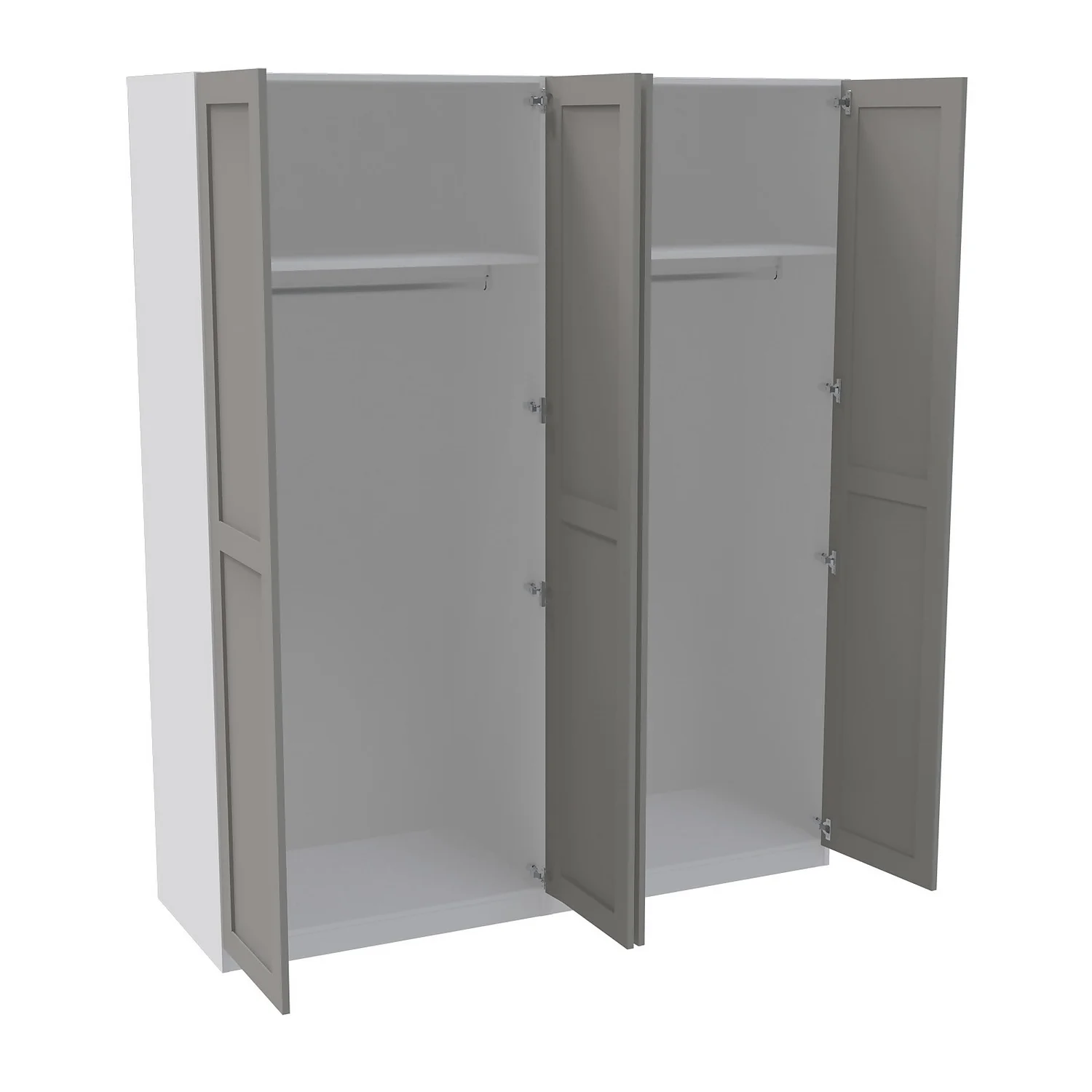 House Beautiful Realm Quad Wardrobe, White Carcass - Grey Shaker Doors (W) 1800mm X (H) 2196mm 2 House Beautiful Realm Quad Wardrobe, White Carcass - Grey Shaker Doors (W) 1800mm X (H) 2196mm - Image 2