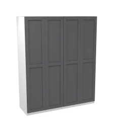 House Beautiful Realm Quad Wardrobe, White Carcass - Carbon Grey Shaker Doors (W) 1800mm X (H) 2196mm