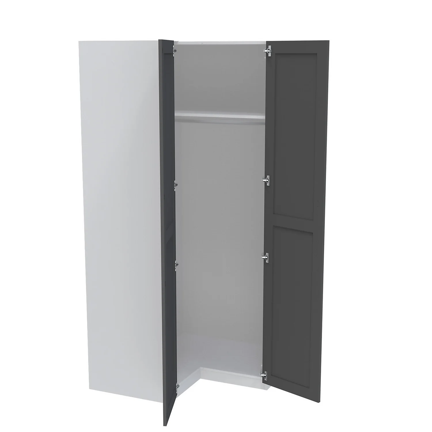 House Beautiful Realm Corner Wardrobe, White Carcass - Carbon Grey Shaker Doors (W) 1053mm X (H) 2196mm 2 House Beautiful Realm Corner Wardrobe, White Carcass - Carbon Grey Shaker Doors (W) 1053mm X (H) 2196mm - Image 2