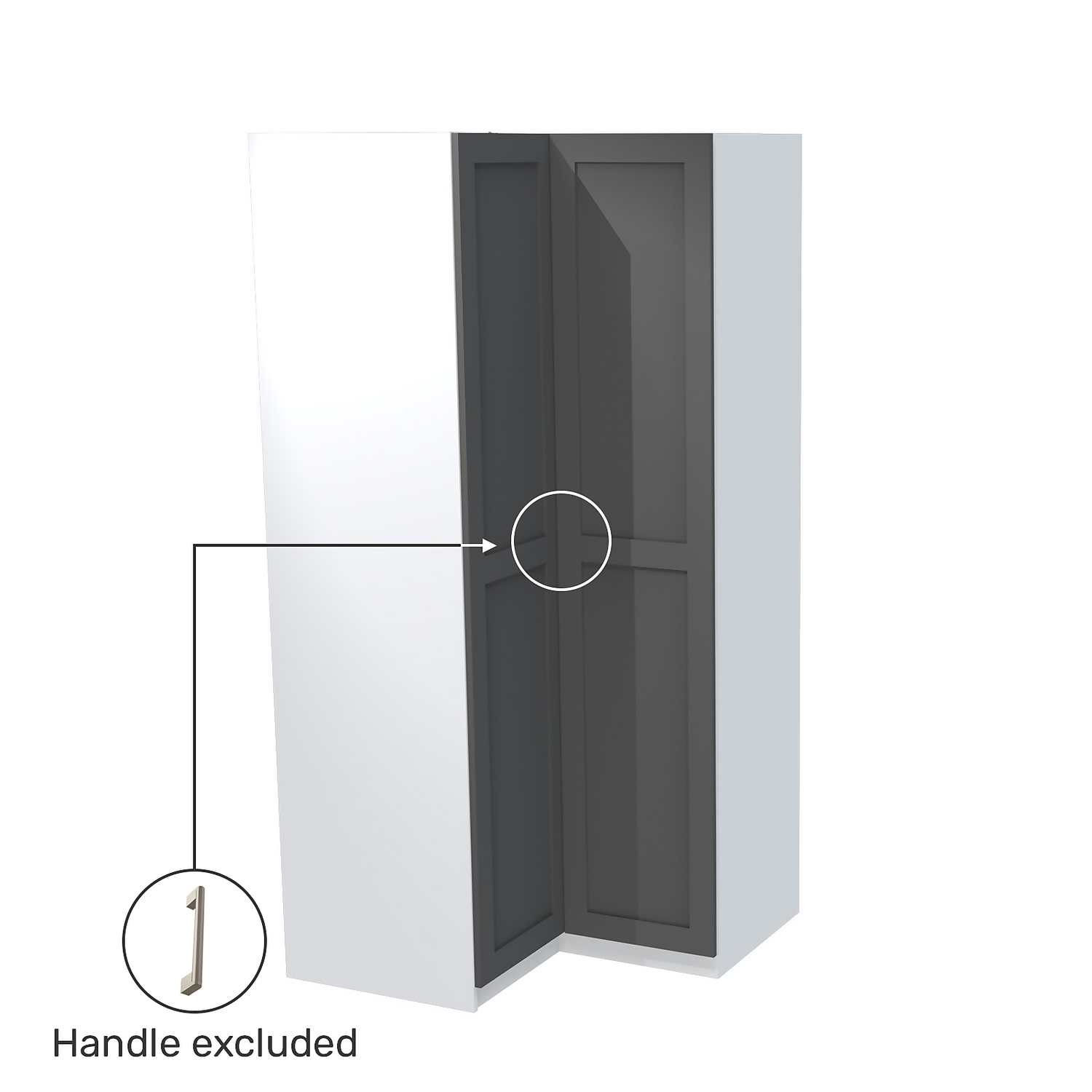 House Beautiful Realm Corner Wardrobe, White Carcass - Carbon Grey Shaker Doors (W) 1053mm X (H) 2196mm 3 House Beautiful Realm Corner Wardrobe, White Carcass - Carbon Grey Shaker Doors (W) 1053mm X (H) 2196mm - Image 3