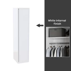 House Beautiful Escape Fitted Look Single Wardrobe, White Carcass - Gloss White Handleless Door (W) 490mm X (H) 2226mm