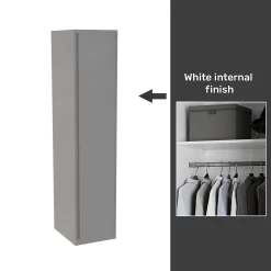 House Beautiful Escape Fitted Look Single Wardrobe, White Carcass - Gloss Grey Handleless Door (W) 490mm X (H) 2226mm