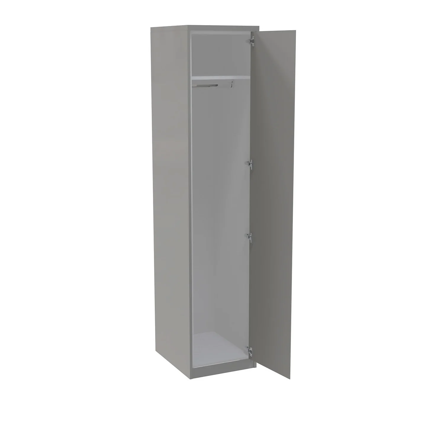 House Beautiful Escape Fitted Look Single Wardrobe, White Carcass - Gloss Grey Handleless Door (W) 490mm X (H) 2226mm 2 House Beautiful Escape Fitted Look Single Wardrobe, White Carcass - Gloss Grey Handleless Door (W) 490mm X (H) 2226mm - Image 2