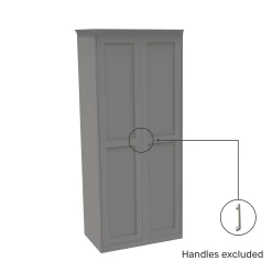 House Beautiful Realm Fitted Look Double Wardrobe, White Carcass - Grey Shaker Doors (W) 1001mm X (H) 2256mm -Furniture Sale Store 13999875 1765006037211590