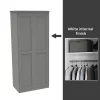 House Beautiful Realm Fitted Look Double Wardrobe, White Carcass - Grey Shaker Doors (W) 1001mm X (H) 2256mm