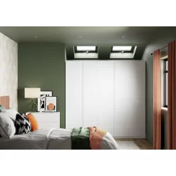 House Beautiful Escape Fitted Look Double Wardrobe, White Carcass - Gloss White Handleless Doors (W) 940mm X (H) 2226mm -Furniture Sale Store 13999877 1905005578199884