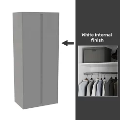 House Beautiful Escape Fitted Look Double Wardrobe, White Carcass - Gloss Grey Handleless Doors (W) 940mm X (H) 2226mm
