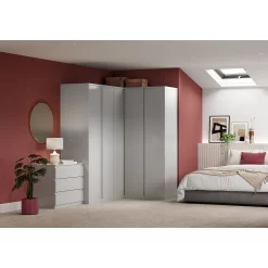 House Beautiful Escape Fitted Look Double Wardrobe, White Carcass - Gloss Grey Handleless Doors (W) 940mm X (H) 2226mm -Furniture Sale Store 13999878 4965005577478564