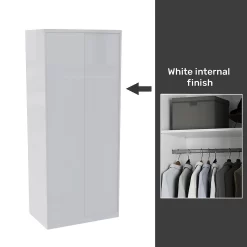 House Beautiful Honest Fitted Look Double Wardrobe, White Carcass - Gloss White Slab Doors (W) 940mm X (H) 2226mm