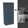 House Beautiful Realm Fitted Look Double Wardrobe, White Carcass - Navy Blue Shaker Doors (W) 1001mm X (H) 2256mm