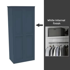House Beautiful Realm Fitted Look Double Wardrobe, White Carcass - Navy Blue Shaker Doors (W) 1001mm X (H) 2256mm