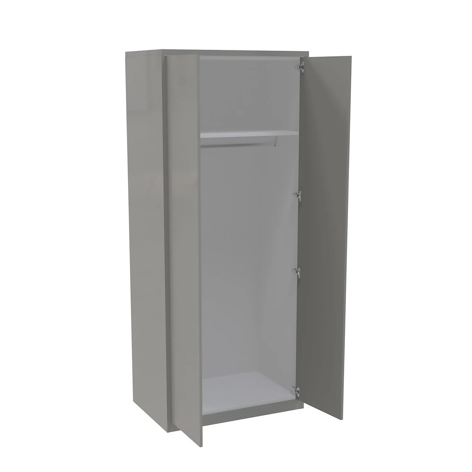 House Beautiful Honest Fitted Look Double Wardrobe, White Carcass - Gloss Grey Slab Doors (W) 940mm X (H) 2226mm 2 House Beautiful Honest Fitted Look Double Wardrobe, White Carcass - Gloss Grey Slab Doors (W) 940mm X (H) 2226mm - Image 2