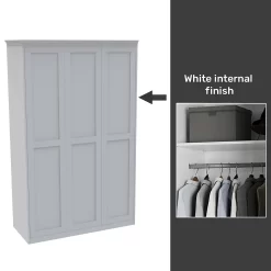 House Beautiful Realm Fitted Look Triple Wardrobe, White Carcass - White Shaker Doors (W) 1451mm X (H) 2256mm
