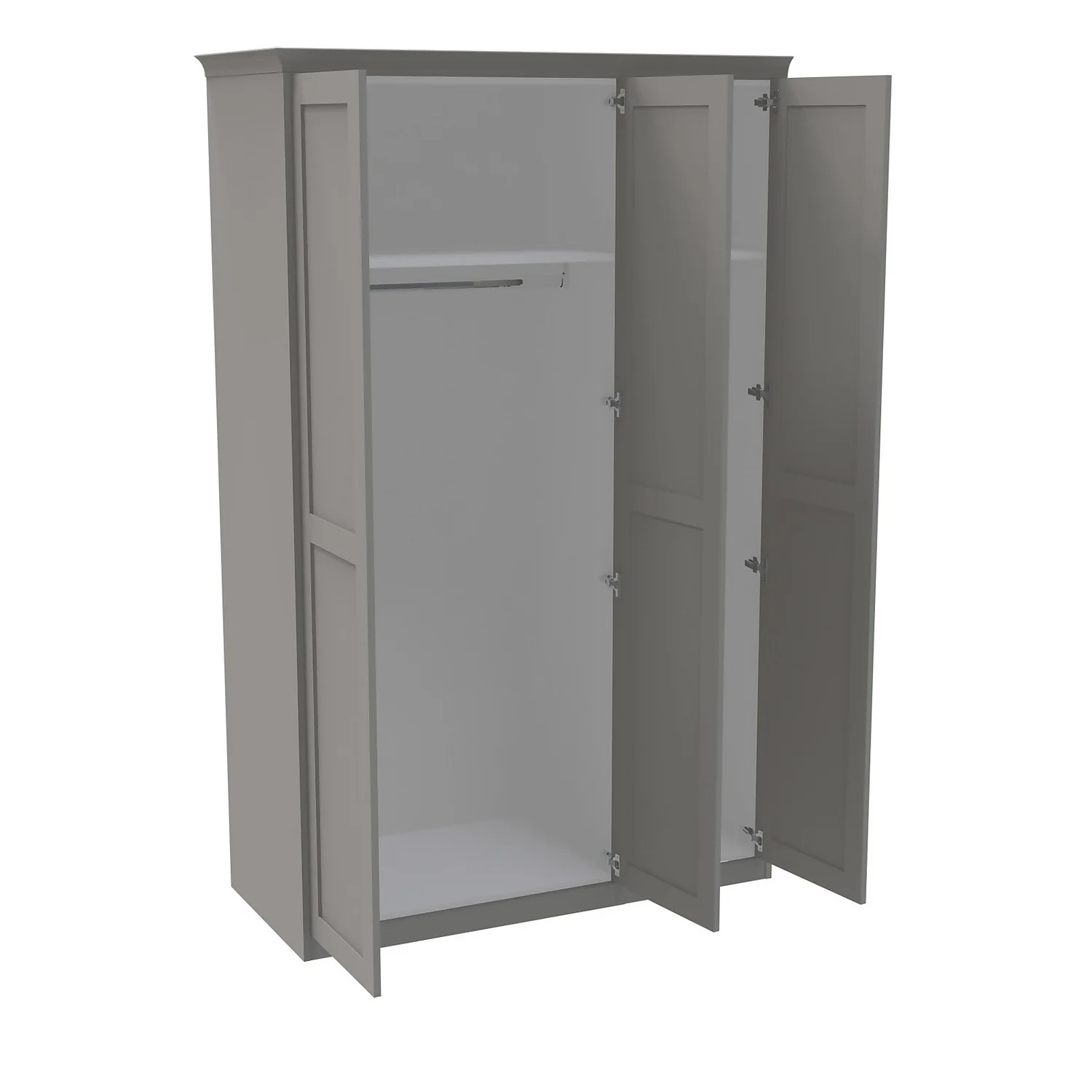 House Beautiful Realm Fitted Look Triple Wardrobe, White Carcass - Grey Shaker Doors (W) 1451mm X (H) 2256mm 2 House Beautiful Realm Fitted Look Triple Wardrobe, White Carcass - Grey Shaker Doors (W) 1451mm X (H) 2256mm - Image 2