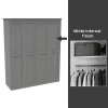 House Beautiful Realm Fitted Look Quad Wardrobe, White Carcass - Grey Shaker Doors (W) 1901mm X (H) 2256mm